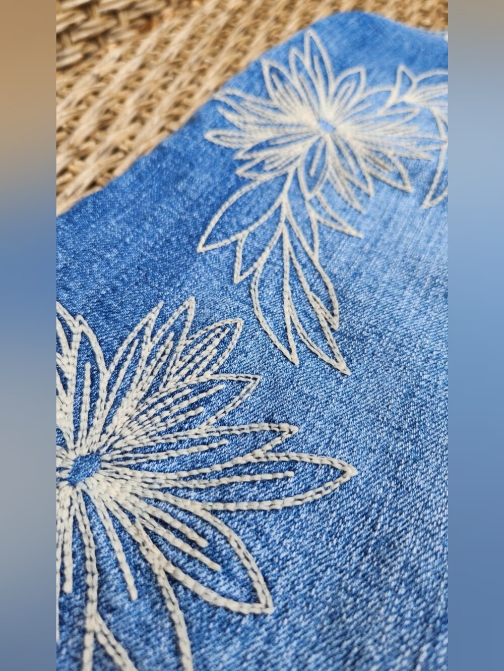 Lucky Brand Denim Overall Dress with Floral Embroidery - Picture 5 of 10